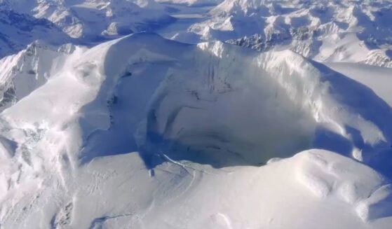 Mt. Spurr, Alaska, seen from an Alaskan volcano observatory helicopter.