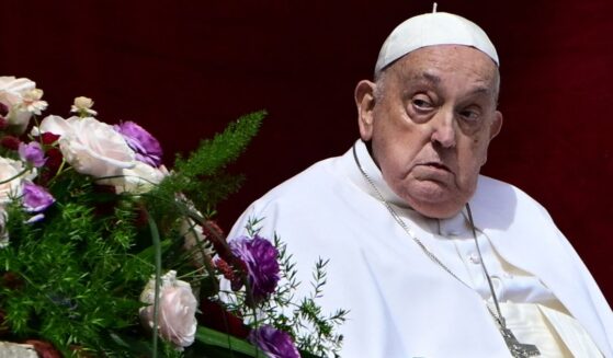 Pope Francis attends the Urbi et Orbi message and blessing to the city and the world as part of Easter celebrations at St Peter's square in the Vatican on Sunday.
