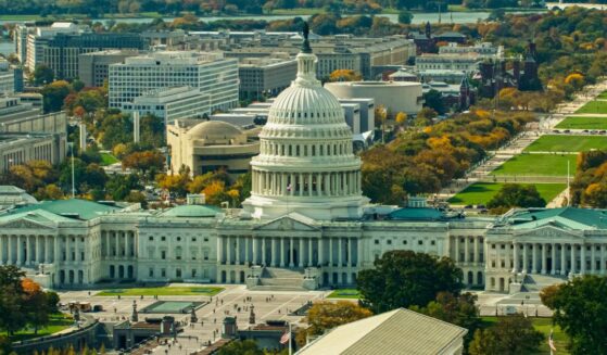 The U.S. Capitol is pictured from a helicopter.