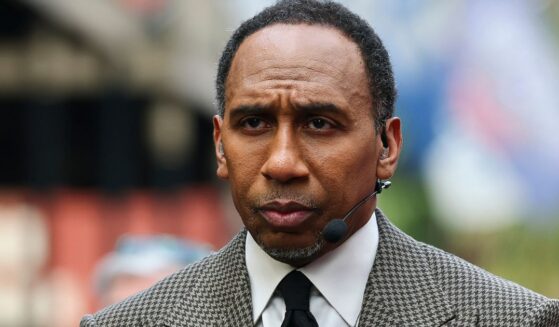 ESPN featured commentator and executive producer Stephen A. Smith is pictured on set ahead of Super Bowl LIX in New Orleans, Louisiana, on Feb. 7.