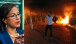 Susan Rice, left - the former ambassador to the United Nations during the Obama administration when the terrorist attack on the U.S consulate compound in Benghazi in 2012, right, occurred - is a member of the Defense Policy Board, an advisory panel to the defense secretary.