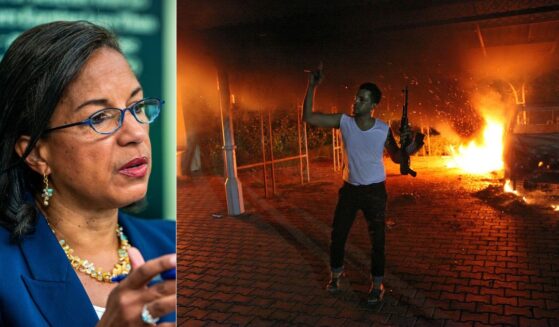 Susan Rice, left - the former ambassador to the United Nations during the Obama administration when the terrorist attack on the U.S consulate compound in Benghazi in 2012, right, occurred - is a member of the Defense Policy Board, an advisory panel to the defense secretary.