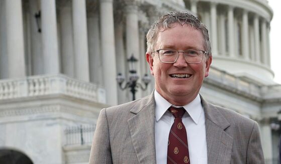 GOP Rep. Thomas Massie of Kentucky is seen exiting the U.S. Capitol in a photo dated May 8, 2024. Massie is leading a charge against the Trump administration’s plan to put REAL ID into effect.