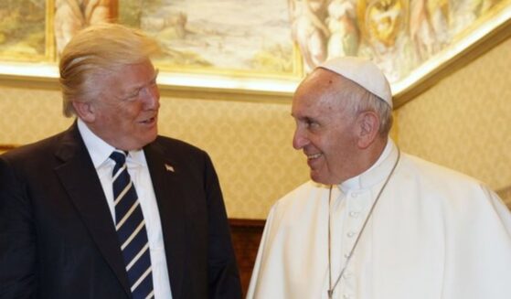 President Donald Trump and Pope Francis are pictured meeting together in an image shared by the White House on April 21, 2025.