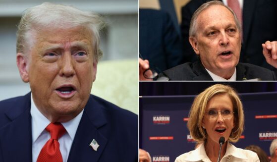 President Donald Trump, left, has endorsed Rep. Andy Biggs, upper right, and Karrin Taylor Robson, lower right, for Arizona governor.