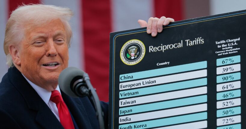 President Donald Trump speaks during a “Make America Wealthy Again” trade announcement event in the Rose Garden at the White House on April 2 in Washington, D.C.
