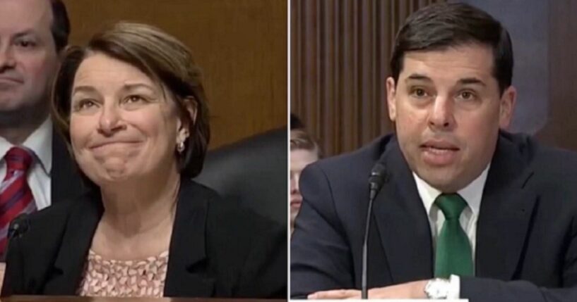 Democratic Sen. Amy Klobuchar, left; former U.S. Associate Attorney General Jesse Panuccio, right.