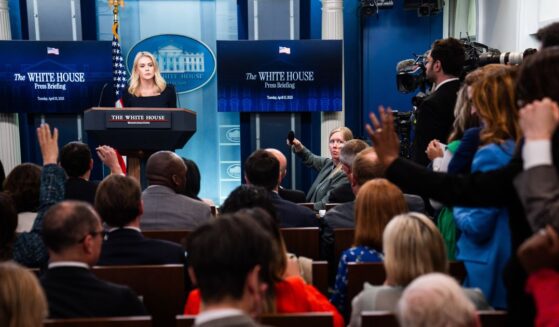 White House Press Secretary Karoline Leavitt during the Daily Briefing in The James S. Brady Press Briefing Room at the White House on Tuesday April 15, 2025.